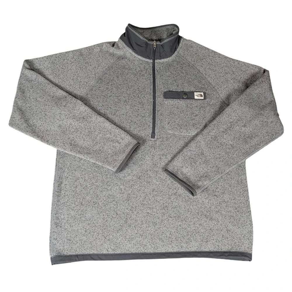 The North Face Gordon Lyons Quarter Zip Fleece Pullover Mens Heather Grey M